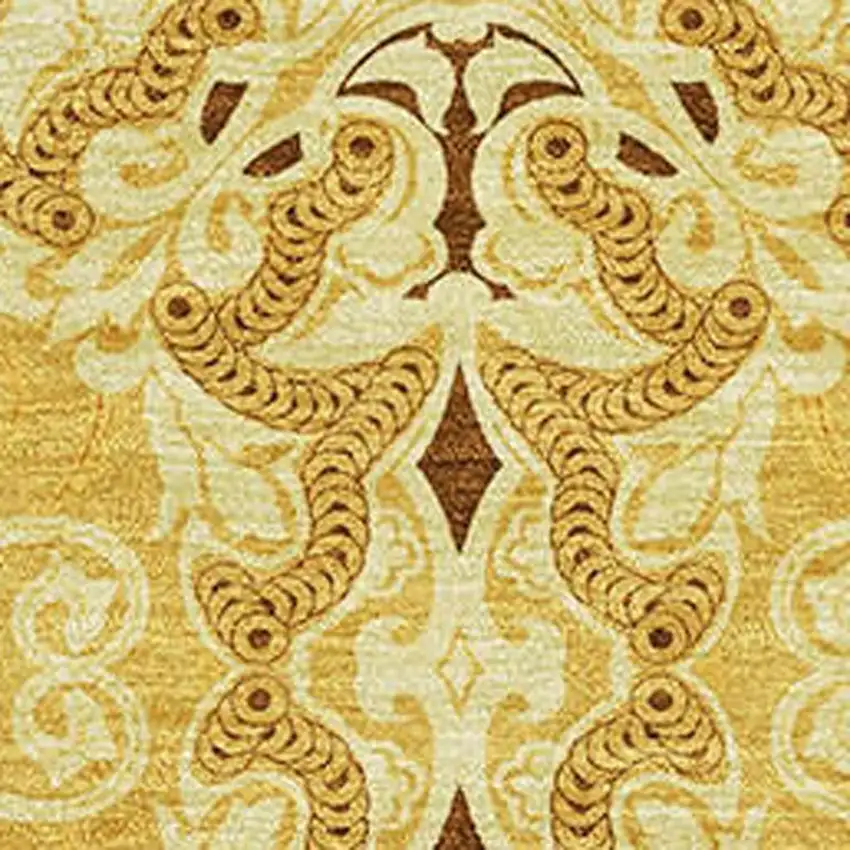 Orange Gold And Ivory Medallion Washable Area Rug With UV Protection Photo 4