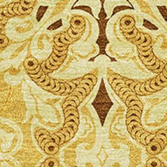 Orange Gold And Ivory Medallion Washable Area Rug With UV Protection Photo 3