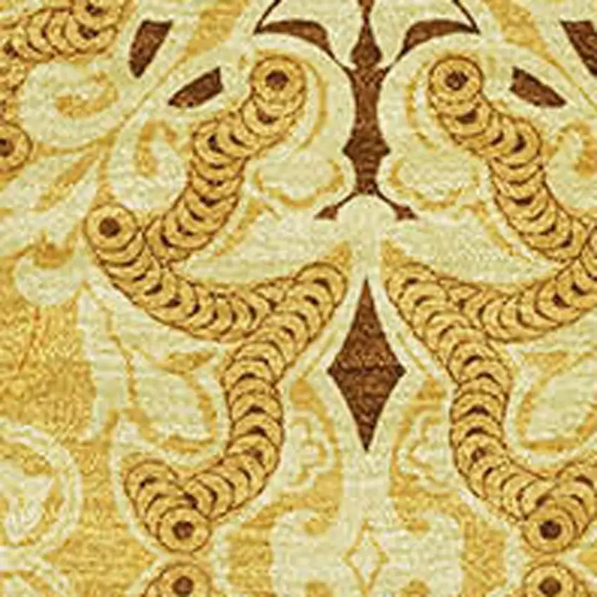 Orange Gold And Ivory Medallion Washable Area Rug With UV Protection Photo 3