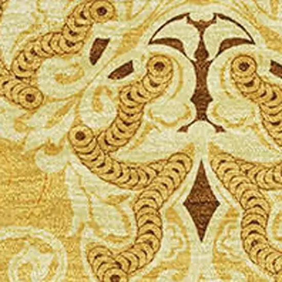 Orange Gold And Ivory Medallion Washable Area Rug With UV Protection Photo 3