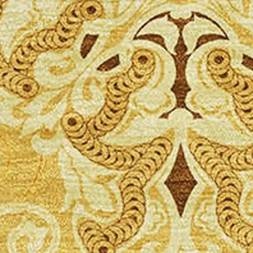 Orange Gold And Ivory Medallion Washable Area Rug With UV Protection Photo 3