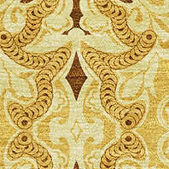 Orange Gold And Ivory Medallion Washable Area Rug With UV Protection Photo 3