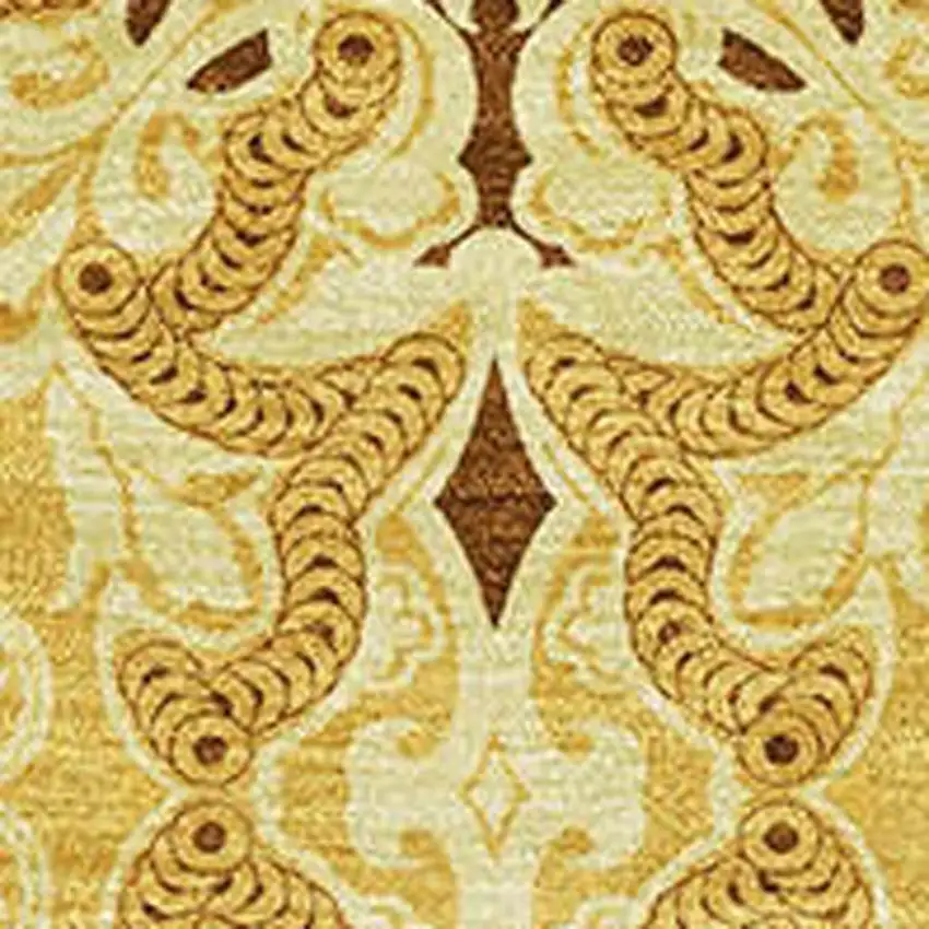 Orange Gold And Ivory Medallion Washable Area Rug With UV Protection Photo 3