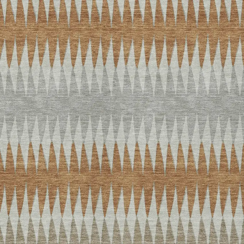 Orange Gray And Beige Striped Washable Indoor Outdoor Area Rug Photo 7