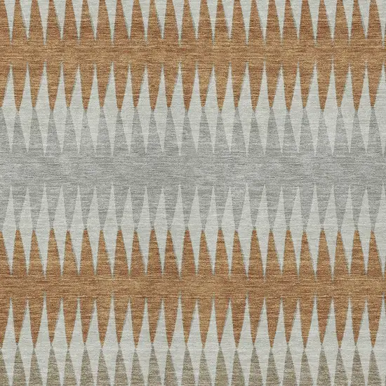 Orange Gray And Beige Striped Washable Indoor Outdoor Area Rug Photo 7