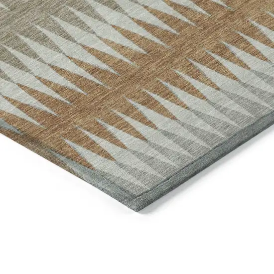 Orange Gray And Beige Striped Washable Indoor Outdoor Area Rug Photo 5