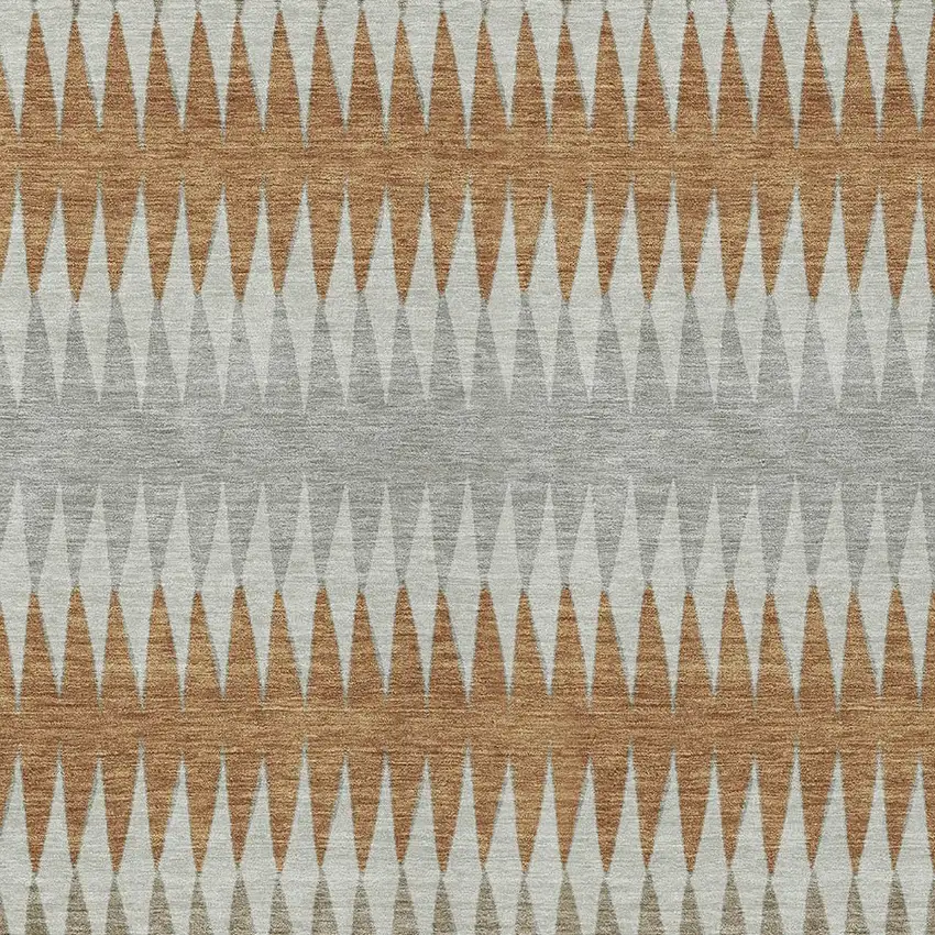 Orange Gray And Beige Striped Washable Indoor Outdoor Area Rug Photo 7