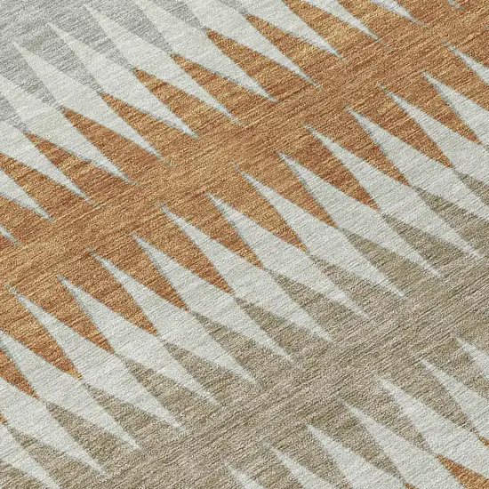 Orange Gray And Beige Striped Washable Indoor Outdoor Area Rug Photo 6