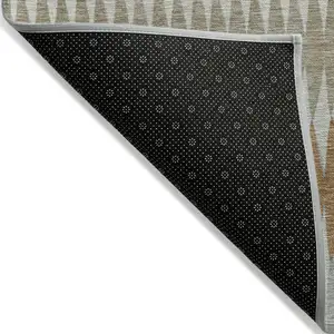 Photo of Orange Gray And Beige Striped Washable Indoor Outdoor Area Rug