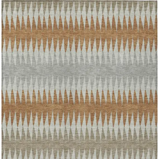 Orange Gray And Beige Striped Washable Indoor Outdoor Area Rug Photo 7