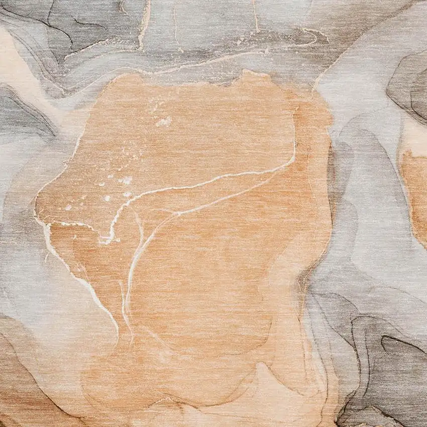 Orange Gray And Ivory Abstract Washable Area Rug With UV Protection Photo 8