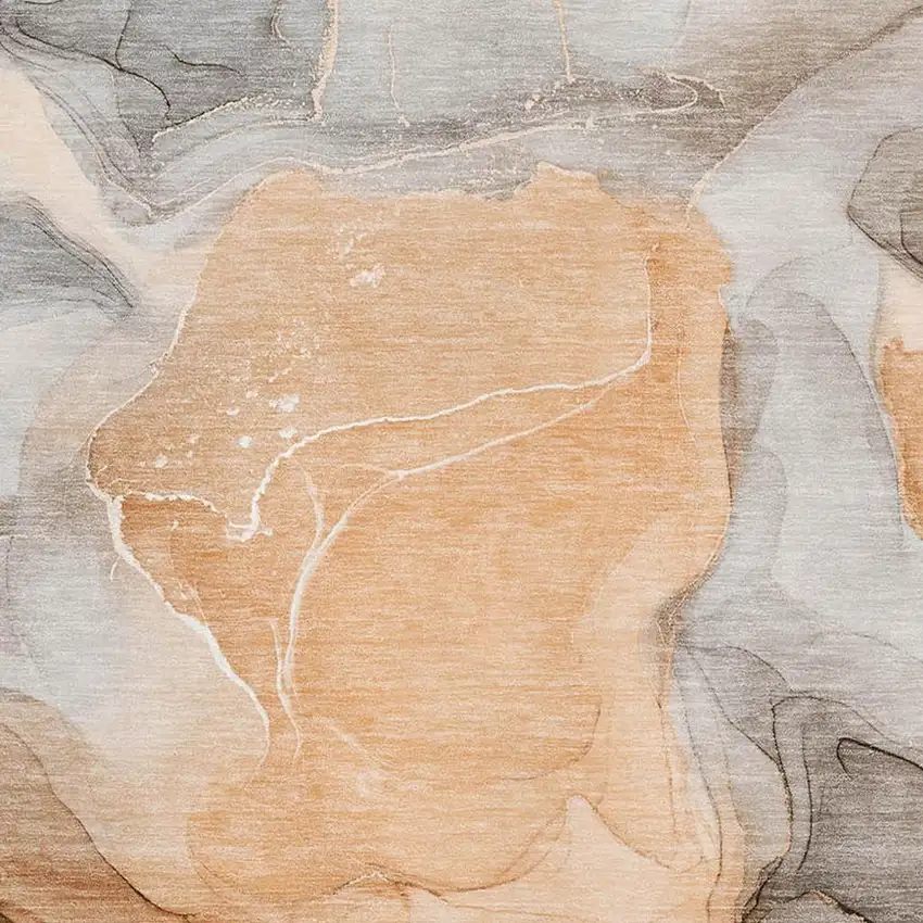 Orange Gray And Ivory Abstract Washable Area Rug With UV Protection Photo 3