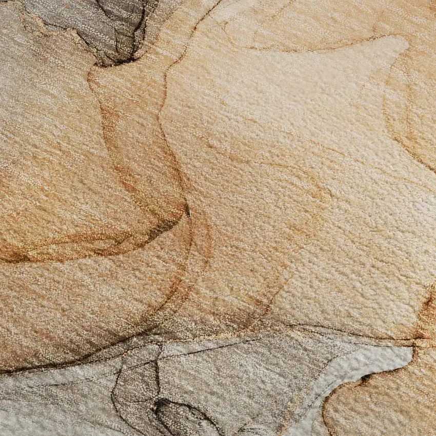 Orange Gray And Ivory Abstract Washable Area Rug With UV Protection Photo 4