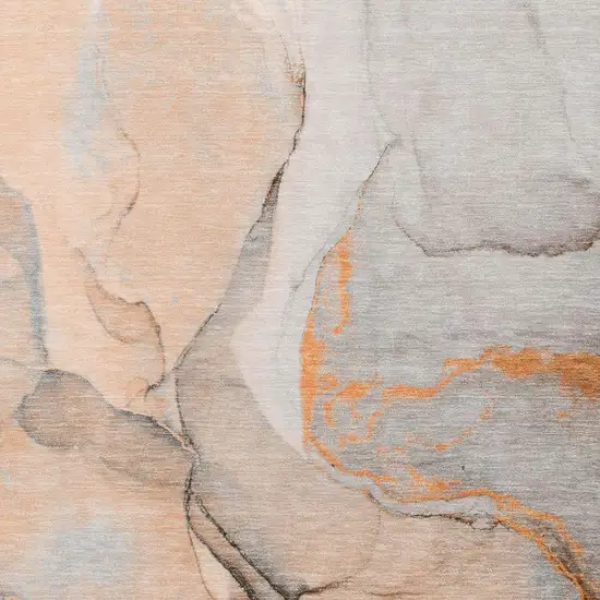 Orange Gray And Ivory Abstract Washable Area Rug With UV Protection Photo 8