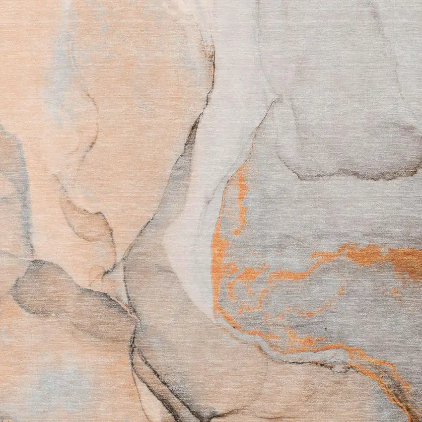 Orange Gray And Ivory Abstract Washable Area Rug With UV Protection Photo 8