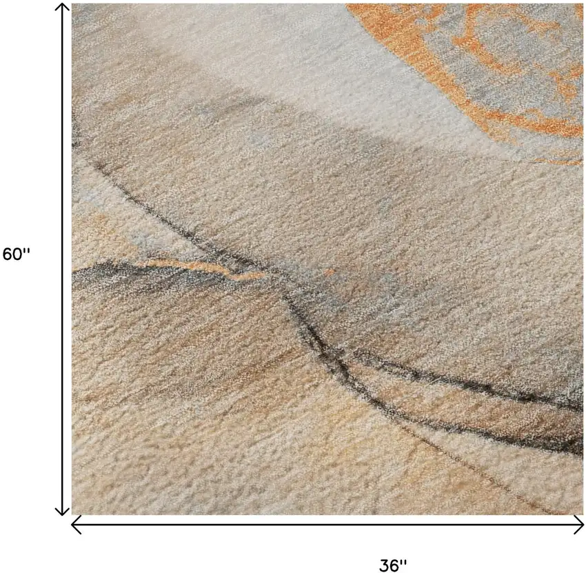 Orange Gray And Ivory Abstract Washable Area Rug With UV Protection Photo 7