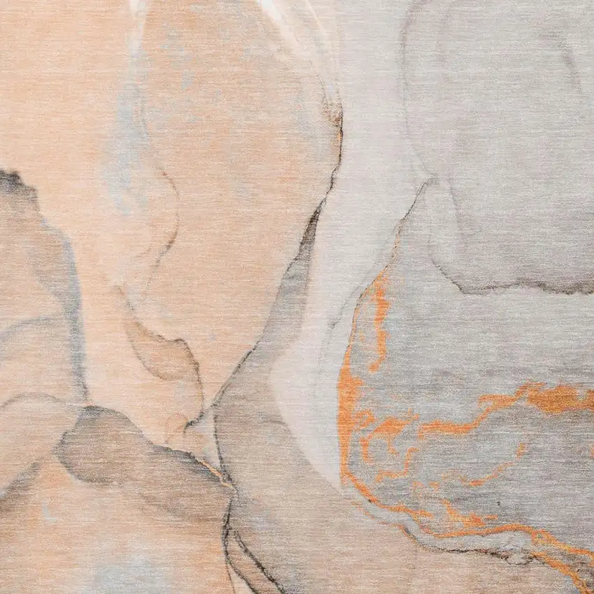 Orange Gray And Ivory Abstract Washable Area Rug With UV Protection Photo 4