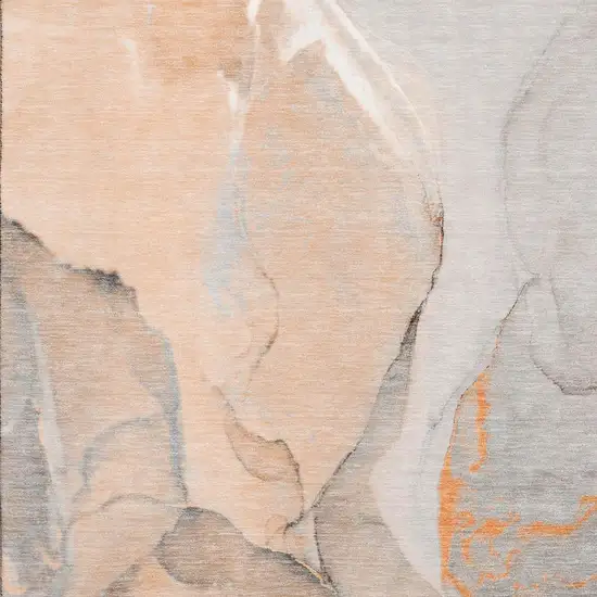 Orange Gray And Ivory Abstract Washable Area Rug With UV Protection Photo 3
