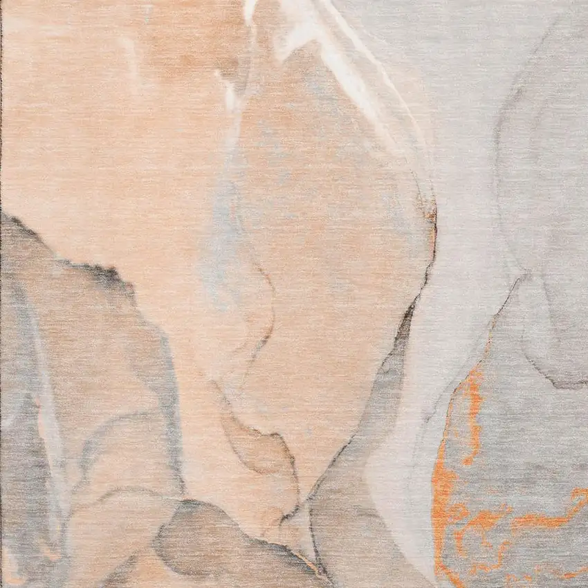 Orange Gray And Ivory Abstract Washable Area Rug With UV Protection Photo 3