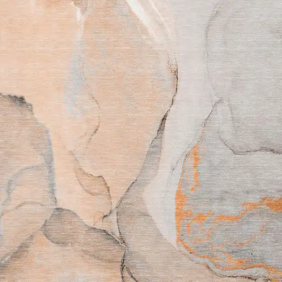 Orange Gray And Ivory Abstract Washable Area Rug With UV Protection Photo 7