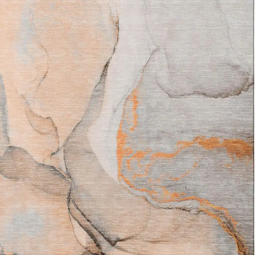 Orange Gray And Ivory Abstract Washable Area Rug With UV Protection Photo 8