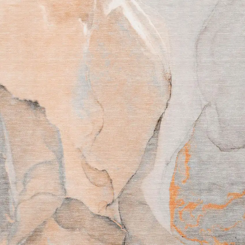 Orange Gray And Ivory Abstract Washable Area Rug With UV Protection Photo 3