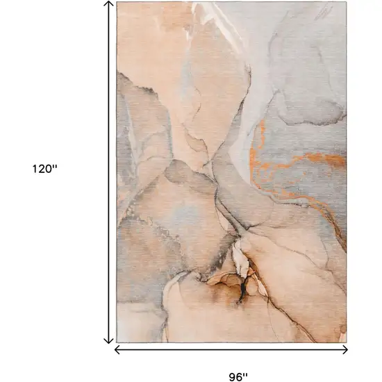 Orange Gray And Ivory Abstract Washable Area Rug With UV Protection Photo 7