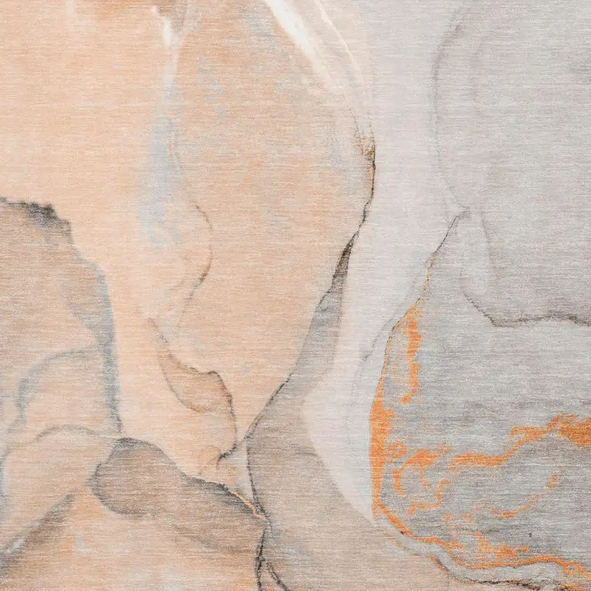 Orange Gray And Ivory Abstract Washable Area Rug With UV Protection Photo 8