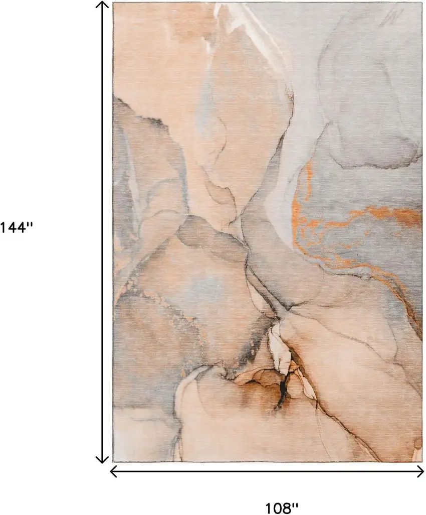 Orange Gray And Ivory Abstract Washable Area Rug With UV Protection Photo 7
