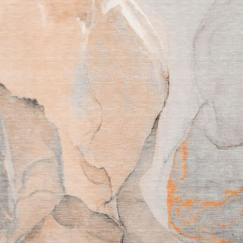 Orange Gray And Ivory Abstract Washable Area Rug With UV Protection Photo 3