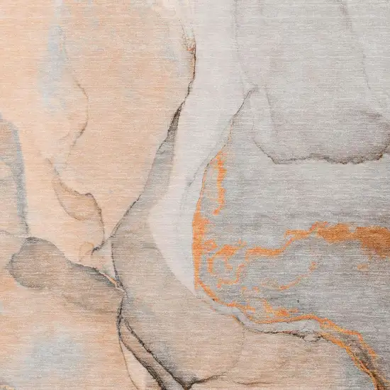 Orange Gray And Ivory Abstract Washable Area Rug With UV Protection Photo 3