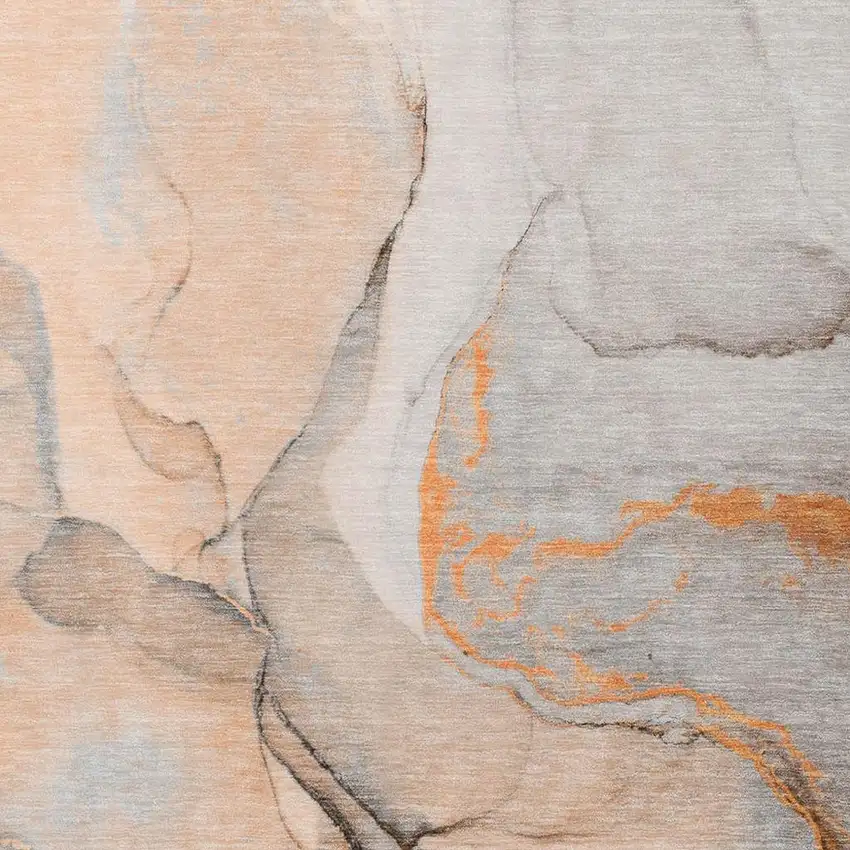 Orange Gray And Ivory Abstract Washable Area Rug With UV Protection Photo 3