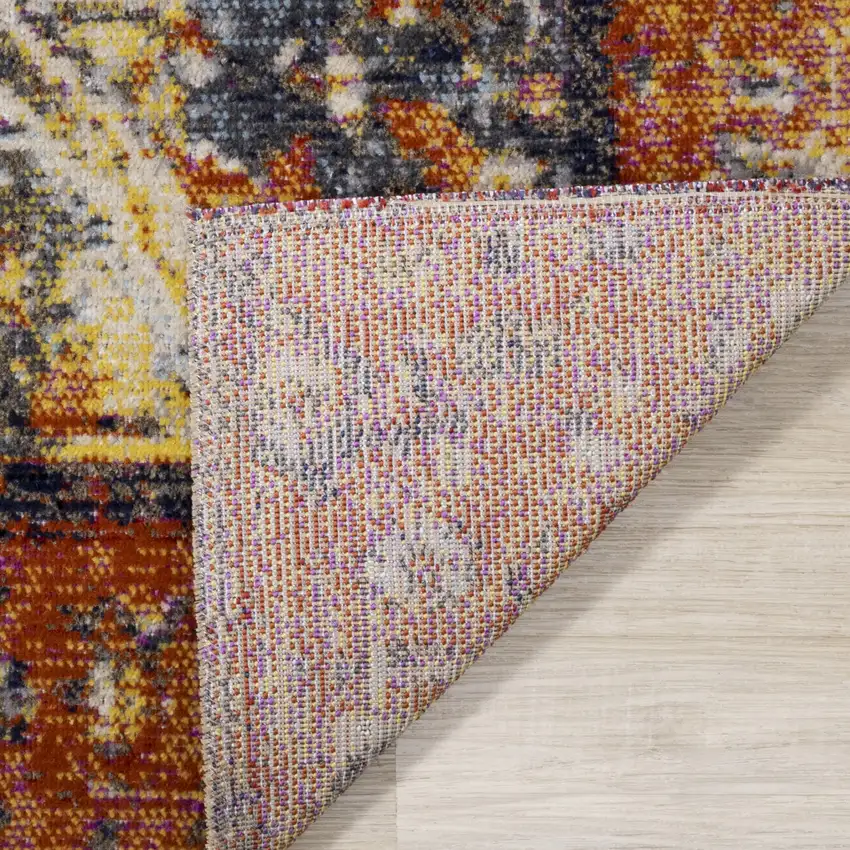 Orange Gray And Ivory Medallion Area Rug Photo 8