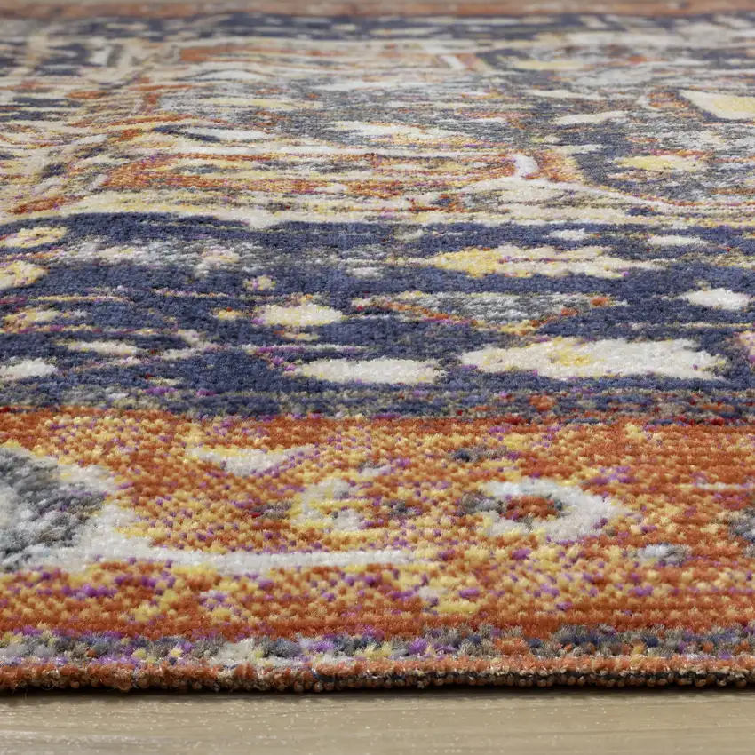 Orange Gray And Ivory Medallion Area Rug Photo 6