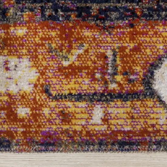 Orange Gray And Ivory Medallion Area Rug Photo 7