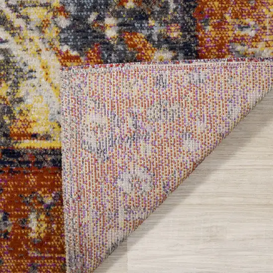 Orange Gray And Ivory Medallion Area Rug Photo 8