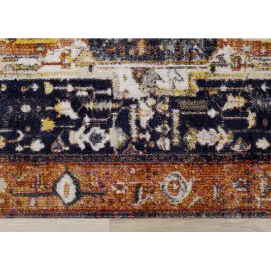 Orange Gray And Ivory Medallion Area Rug Photo 5