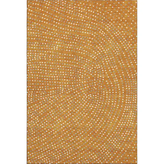 Orange Gray And Ivory Polka Dot Washable Area Rug With UV Protection Photo 1
