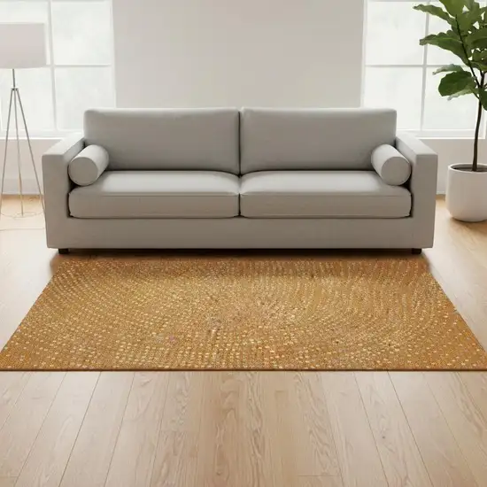 Orange Gray And Ivory Polka Dot Washable Area Rug With UV Protection Photo 2