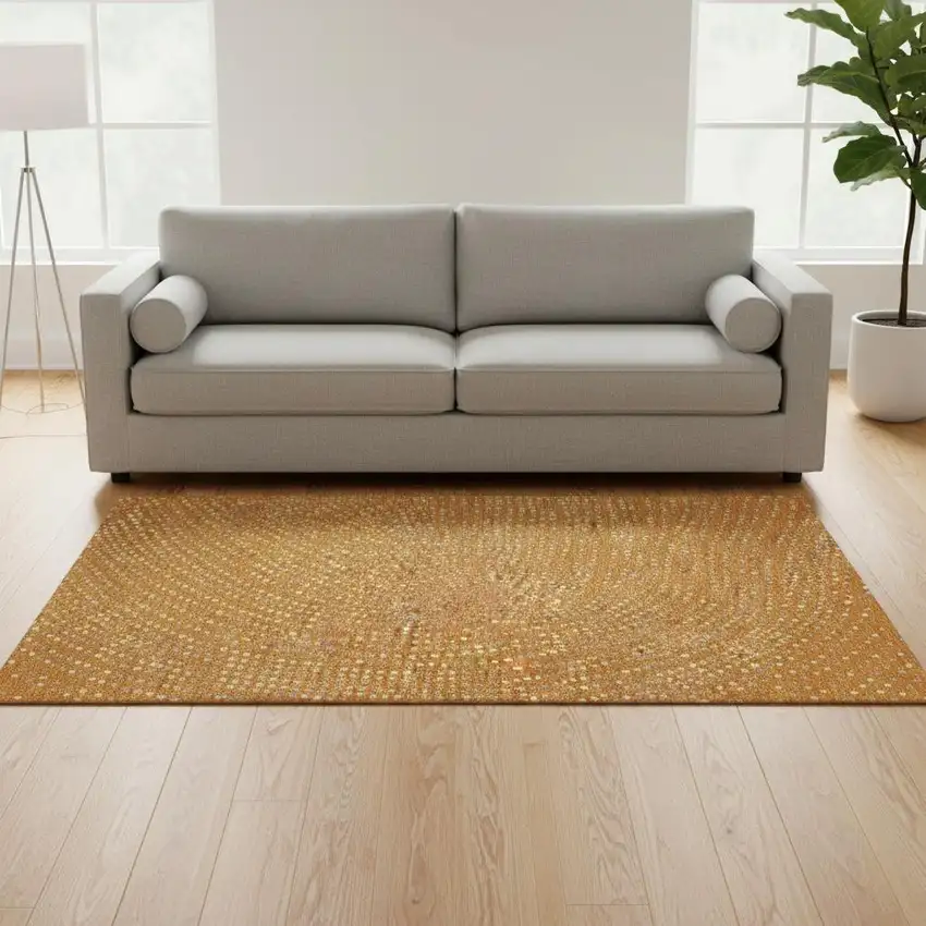 Orange Gray And Ivory Polka Dot Washable Area Rug With UV Protection Photo 2