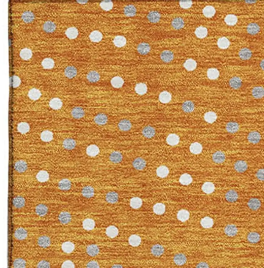 Orange Gray And Ivory Polka Dot Washable Area Rug With UV Protection Photo 3