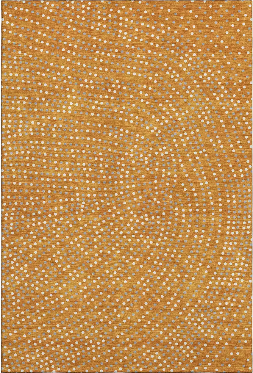 Orange Gray And Ivory Polka Dot Washable Area Rug With UV Protection Photo 1