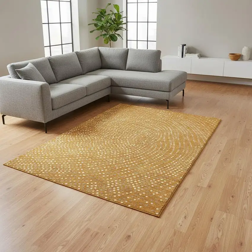 Orange Gray And Ivory Polka Dot Washable Area Rug With UV Protection Photo 2