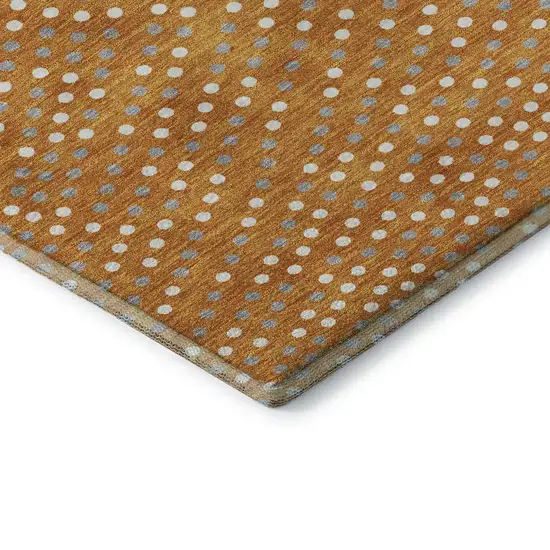 Orange Gray And Ivory Polka Dot Washable Area Rug With UV Protection Photo 6