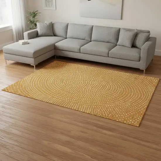 Orange Gray And Ivory Polka Dot Washable Area Rug With UV Protection Photo 2