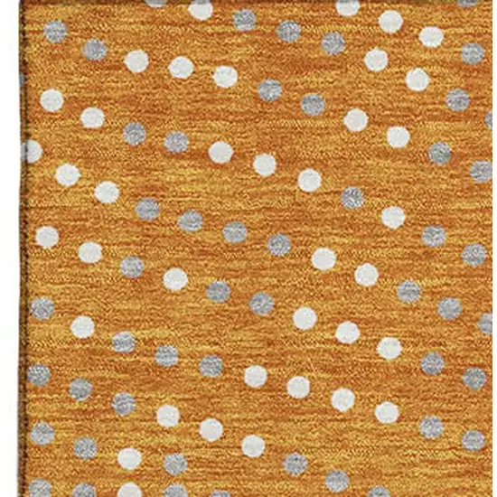 Orange Gray And Ivory Polka Dot Washable Area Rug With UV Protection Photo 2