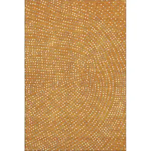 Photo of Orange Gray And Ivory Polka Dot Washable Area Rug With UV Protection