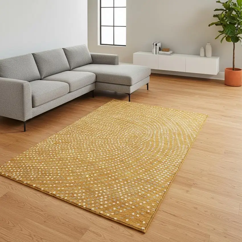 Orange Gray And Ivory Polka Dot Washable Area Rug With UV Protection Photo 2