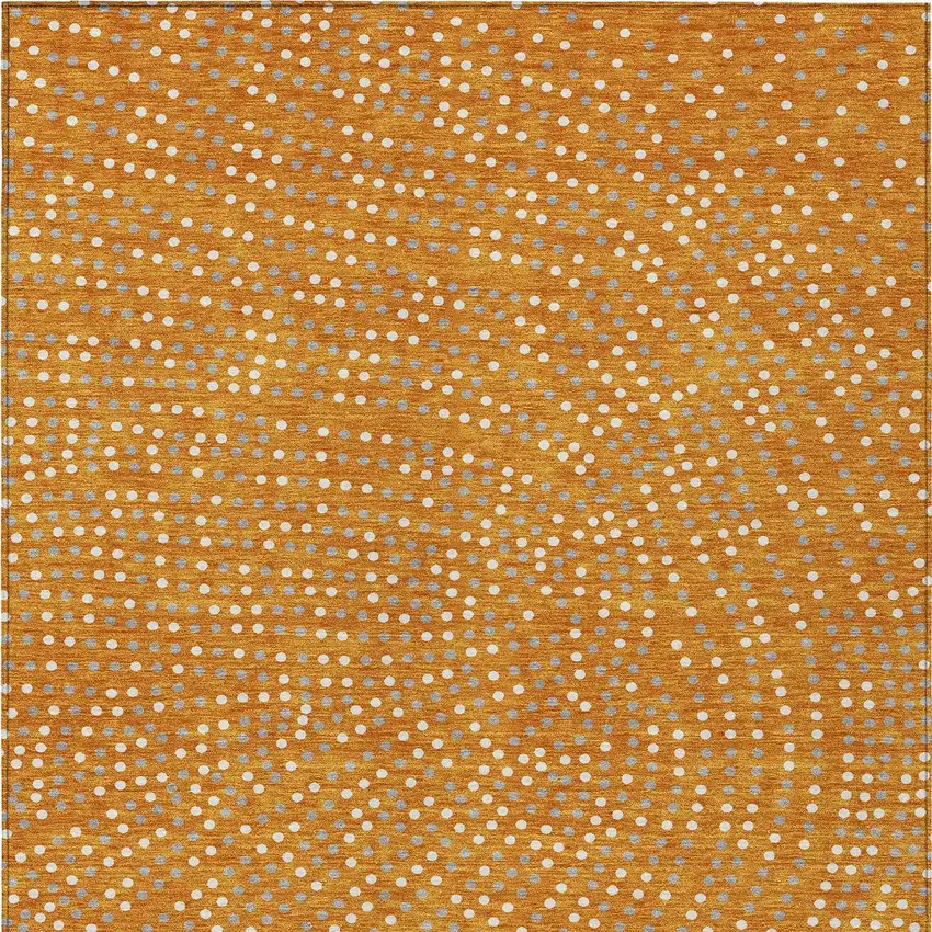 Orange Gray And Ivory Polka Dot Washable Indoor Outdoor Area Rug Photo 8