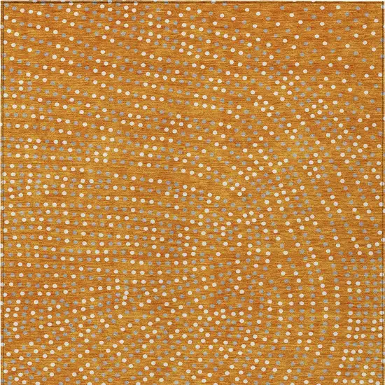 Orange Gray And Ivory Polka Dot Washable Indoor Outdoor Area Rug Photo 7